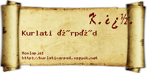 Kurlati Árpád névjegykártya